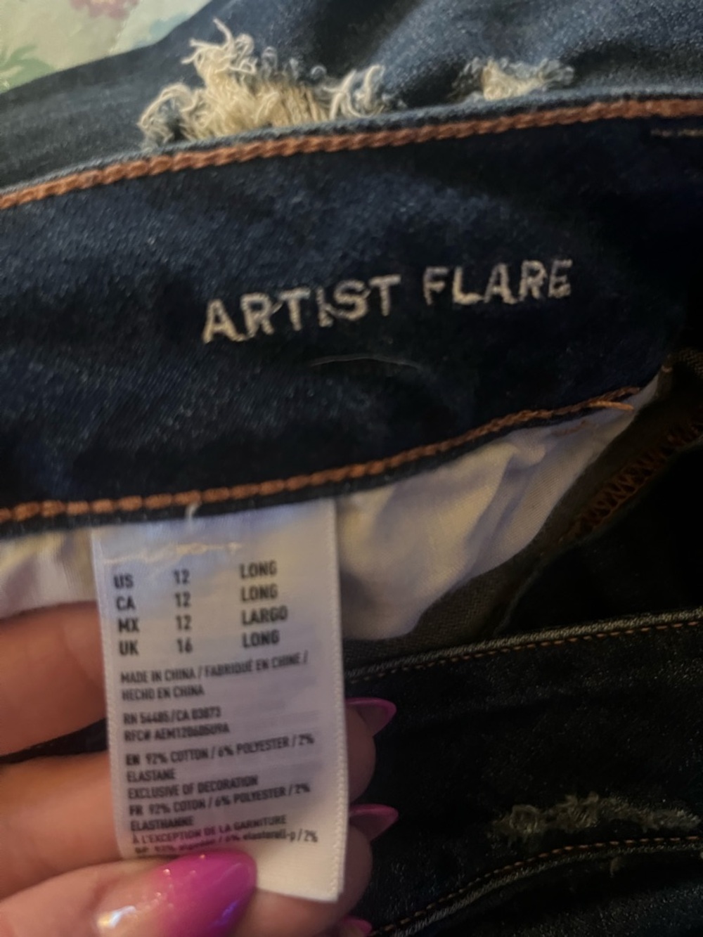 American Eagle Outfitters Dark Blue Distressed Boot Cut Jeans - Picture 3 of 4